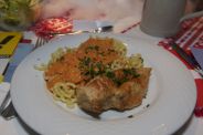 breast of chicken with dolce latte /Gruyere Sauce an pasta